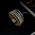 Rhinestone Geometric Multilayer Open Copper Bangle For Women Vintage Light Luxury Style view 3