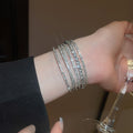 Rhinestone Geometric Multilayer Open Copper Bangle For Women Vintage Light Luxury Style view 4