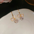 Sweet Bow Heart Faux Pearl Cubic Zirconia Ear Hook Earrings For Women Light Luxury Elegant Jewelry view 3