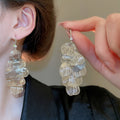 Vintage Western Hollow Petal Tassel Metal Drop Earrings Light Luxury Floral Ear Hooks view 3