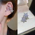 Copper Zircon Star Clip-on Earrings For Women, Light Luxury Ear Cuff Jewelry view 1