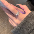 18K Gold Plated Copper Zircon Horseshoe Buckle Open Ring, Minimalist Oval Geometric Style view 2