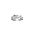 18K Gold Plated Copper Zircon Horseshoe Buckle Open Ring, Minimalist Oval Geometric Style view 5