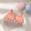 Bohemian Woven Raffia Daisy Flower Drop Alloy Statement Spring Beach Vacation Earrings view 3