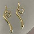 Crumpled Metallic Stud Earrings For Women, Exaggerated Irregular Line Statement Earrings view 2