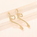 Crumpled Metallic Stud Earrings For Women, Exaggerated Irregular Line Statement Earrings view 3