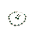 Rhinestone Teardrop Copper Necklace And Earrings Jewelry Set Vintage Luxury Collarbone Style view 5