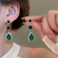 Rhinestone Teardrop Copper Necklace And Earrings Jewelry Set Vintage Luxury Collarbone Style view 4