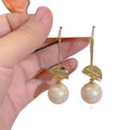 Chic Geometric Round Sequin Faux Pearl Drop Earrings Retro Ear Hook Jewelry view 5
