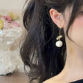 Chic Geometric Round Sequin Faux Pearl Drop Earrings Retro Ear Hook Jewelry view 3