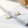 White Shell Flower Drop Earrings With Pearl Centers view 4