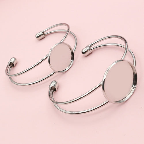 20/25mm Iron Bracelet Cabochon Tray Base DIY Jewelry Findings 10g