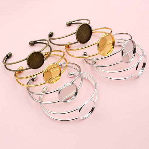 20/25mm Iron Bracelet Cabochon Tray Base DIY Jewelry Findings 10g