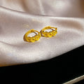 18K Gold Plated Copper Round Coin Huggie Earrings Vintage Geometric Light Luxury Style For Women view 1