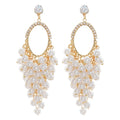 French Vintage Faux Pearl Zircon Grape Cluster Tassel Drop Earrings With Silver Needle view 5
