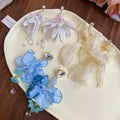 Alloy Rhinestone Chiffon Flower Tassel Drop Earrings For Beach Vacation Style view 3