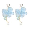 Alloy Rhinestone Chiffon Flower Tassel Drop Earrings For Beach Vacation Style view 5