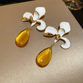 Light Luxury Alloy Oil Drip Flower Teardrop Tassel Drop Earrings For Women view 4