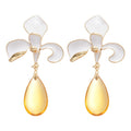 Light Luxury Alloy Oil Drip Flower Teardrop Tassel Drop Earrings For Women view 5