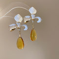 Light Luxury Alloy Oil Drip Flower Teardrop Tassel Drop Earrings For Women view 2