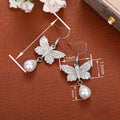 Elegant Butterfly Faux Pearl Hook Earrings For Women, Fairy Style Bridal Wedding Jewelry view 4