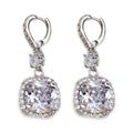 Creative Mid Length Micro Pave Hoop Earrings Round And Quadrilateral Fashion Jewelry view 5