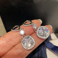 Creative Mid Length Micro Pave Hoop Earrings Round And Quadrilateral Fashion Jewelry view 1