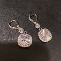 Creative Mid Length Micro Pave Hoop Earrings Round And Quadrilateral Fashion Jewelry view 2