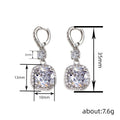 Creative Mid Length Micro Pave Hoop Earrings Round And Quadrilateral Fashion Jewelry view 4