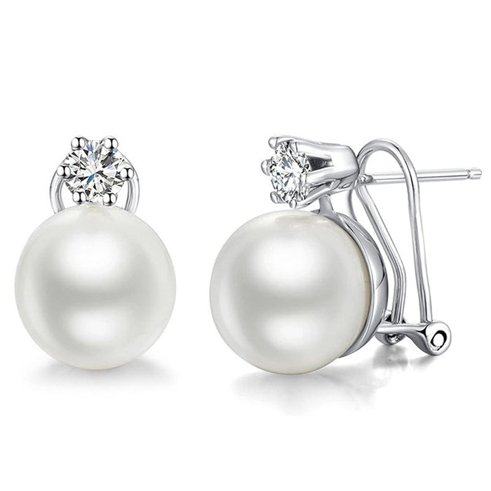 Faux Pearl Stud Earrings For Women, Light Luxury High End Clip Buckle Fashion Ear Jewelry