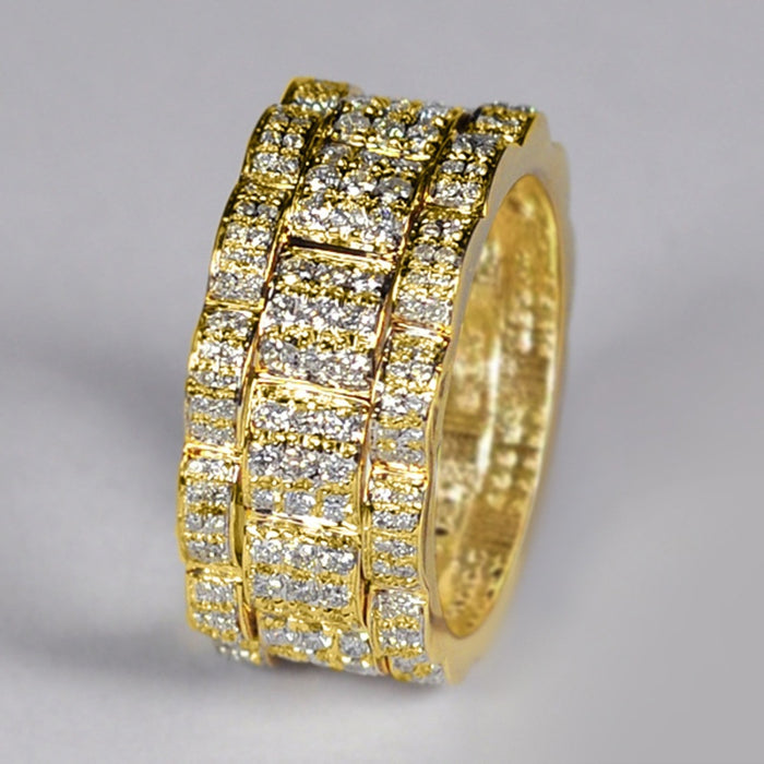 Middle Eastern Luxury Style Women's Ring With Sparkling Zircon, Elegant Fashion Statement Jewelry