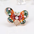 Red Gold Tone Butterfly Crystal Enamel Metal Brooch Pin view 3