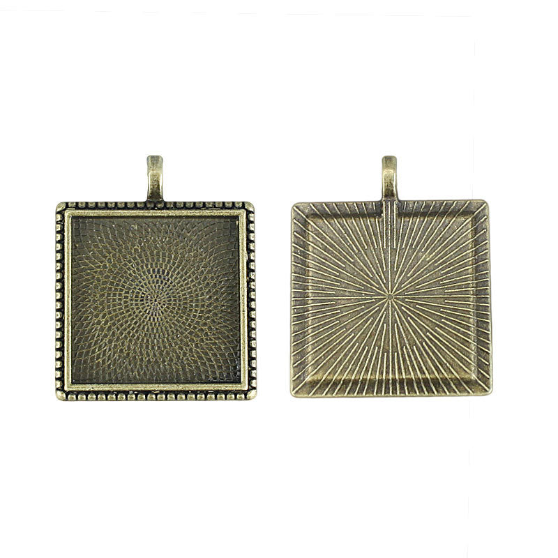 25mm Square Cabochon Tray Pendant Base