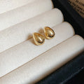 18K Gold Plated Copper Smooth Teardrop Stud Earrings With Silver Posts For Women view 3