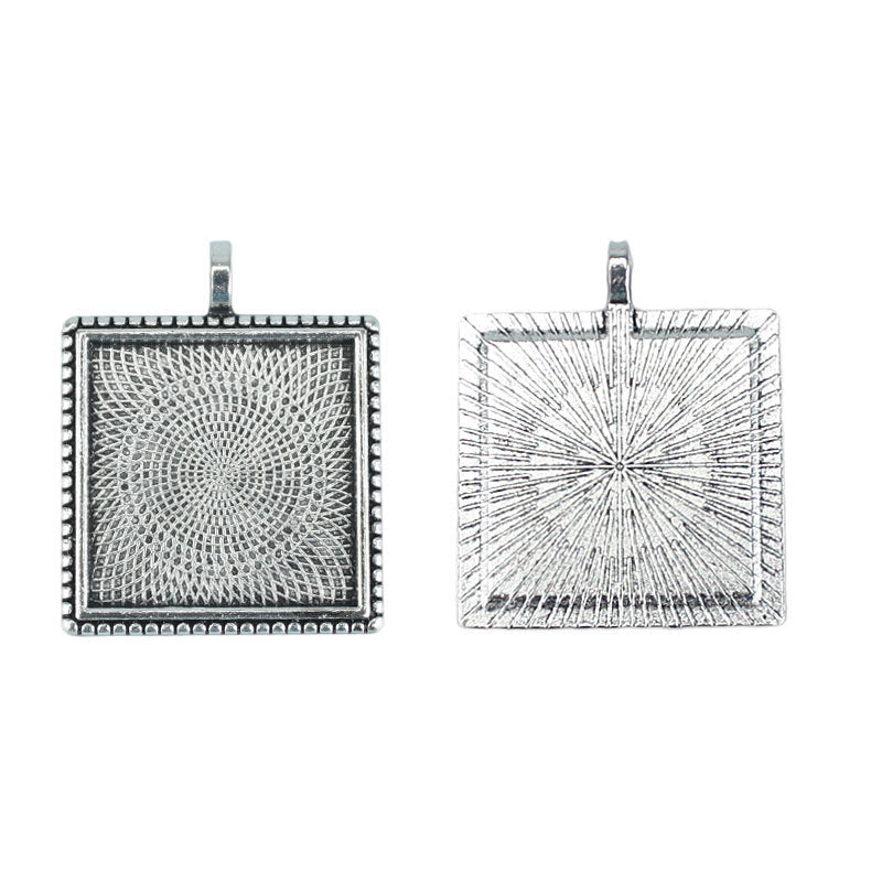 25mm Square Cabochon Tray Pendant Base