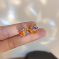 Colorful Crystal Flower Silver Needle Stud Earrings Fresh Elegant Delicate Floral Ear Jewelry view 1