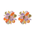 Colorful Crystal Flower Silver Needle Stud Earrings Fresh Elegant Delicate Floral Ear Jewelry view 5