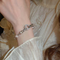 Light Luxury French Faux Pearl Zircon Geometric Round Bangle For Women view 4