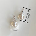 Glossy Pearl Geometric Earrings, Elegant Soft Style Daily Jewelry With Inlaid Zircon Detail view 4
