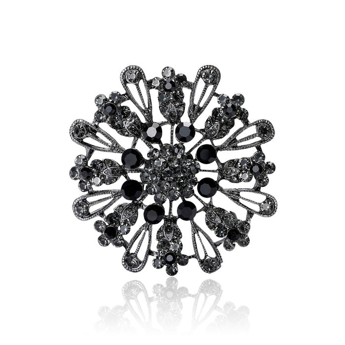 Alloy Rhinestone Hollow Sun Crystal Brooch For Women Lapel Decoration