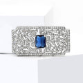 Alloy Rhinestone Square Court Brooch Elegant Bridal Lapel Pin view 3