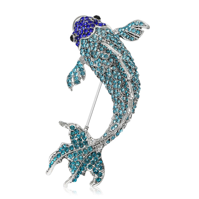 Alloy Rhinestone Koi Brooch Pin For Suits And Coats