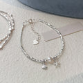 Faux Pearl Starfish Shell Bangle With Crushed Silver Accents, Elegant Niche Fashion Jewelry view 2