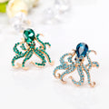 Aqua Gold Tone Octopus Crystal Two Designs Metal Brooch Pin view 4