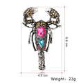 Black Silver Tone Flower Crystal Metal Brooch Pin 4 x 6.6 cm view 2