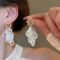 French Light Luxury Round Shell Tassel Drop Earrings With Silver Needle Geometric Design view 1