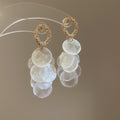 French Light Luxury Round Shell Tassel Drop Earrings With Silver Needle Geometric Design view 4