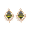 18K Gold Plated Copper Zircon Teardrop Stud Earrings Vintage Elegant Silver Post Jewelry view 5