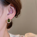 18K Gold Plated Copper Zircon Teardrop Stud Earrings Vintage Elegant Silver Post Jewelry view 4