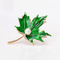 Gold Tone Maple Leaf Crystal Enamel Two Designs Metal Brooch Pin view 4
